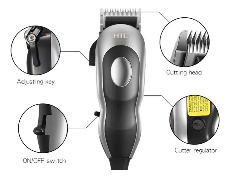 Maquina Corta Pelo Barba Cableada Htc Ct-617 Con Accesorios
