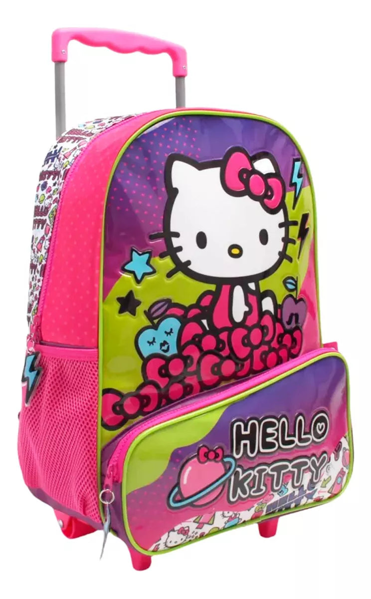 Mochila Infantil Hello Kitty C/carro 40cm Rueditas