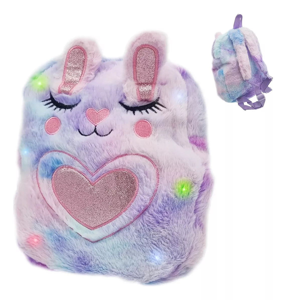 Mochila Jardin Infantil 3d Luces Led Rgb Peluche Animales