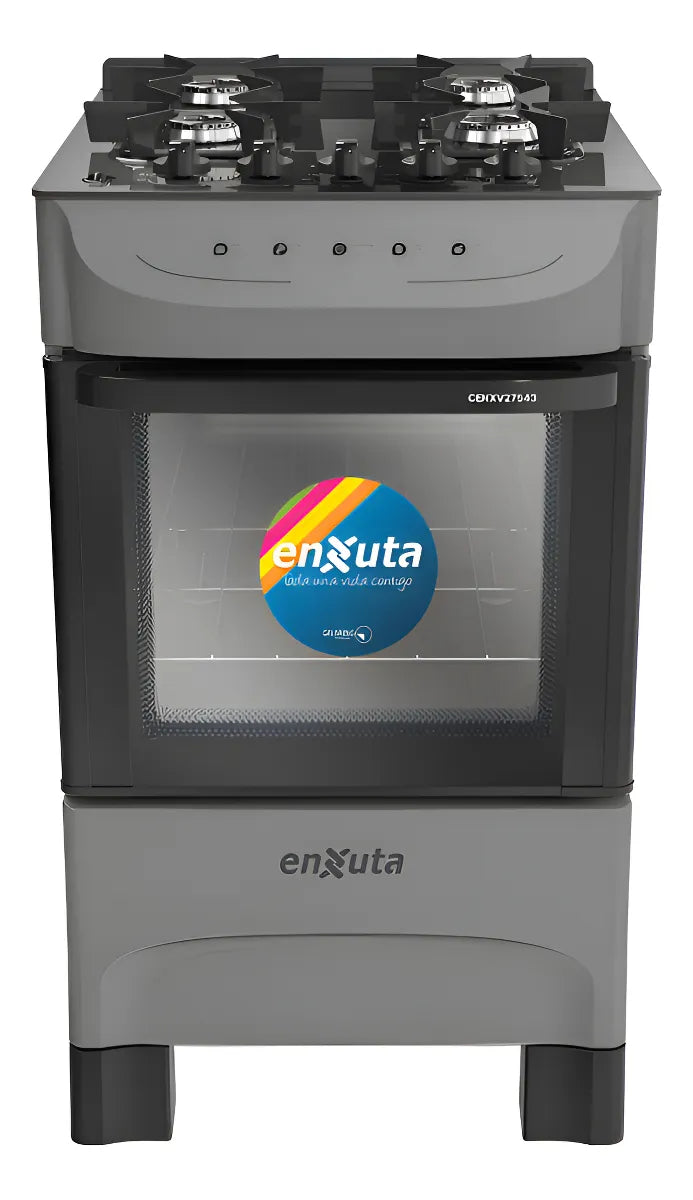 Cocina Supergas 4 Hornallas Titanio, Mesada De Vidrio Enxuta - Gris