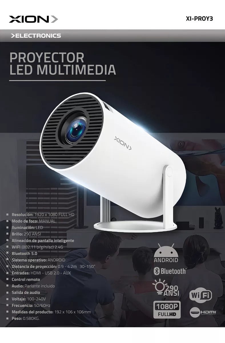 Proyector Xion Xi-proy3 Blanco 220v Android Netflix