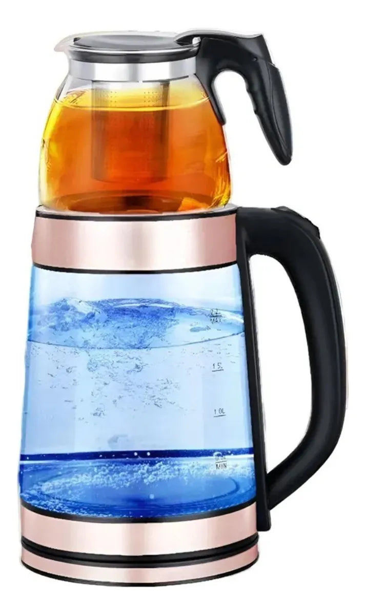 Jarra Electrica 2 En 1 Tetera De Vidrio Con Infusor 2l