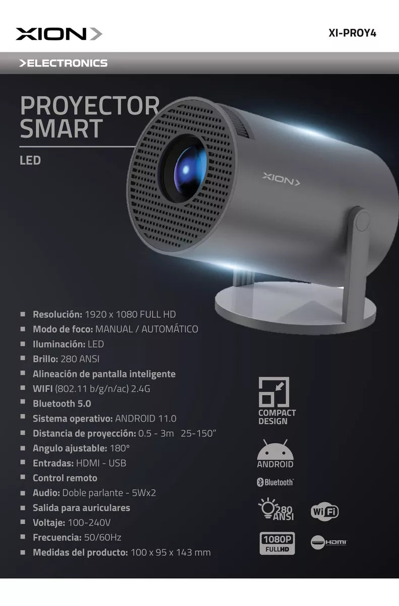 Proyector Mini Xion Xi-proy4 Gris 220v Android Youtube