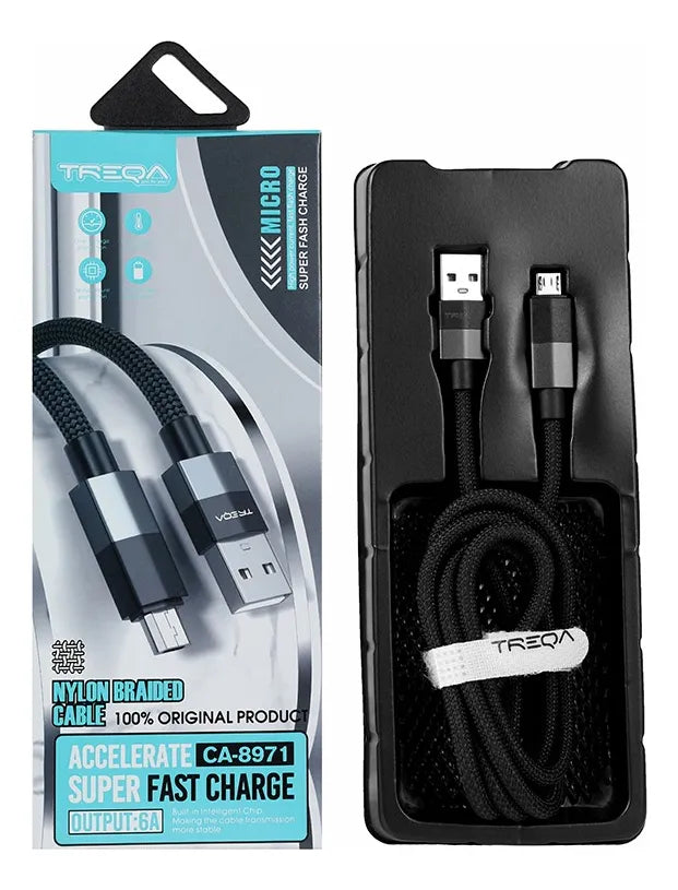 Cable Trenzado Treqa De Carga Celular 1 Metro Micro-usb V8