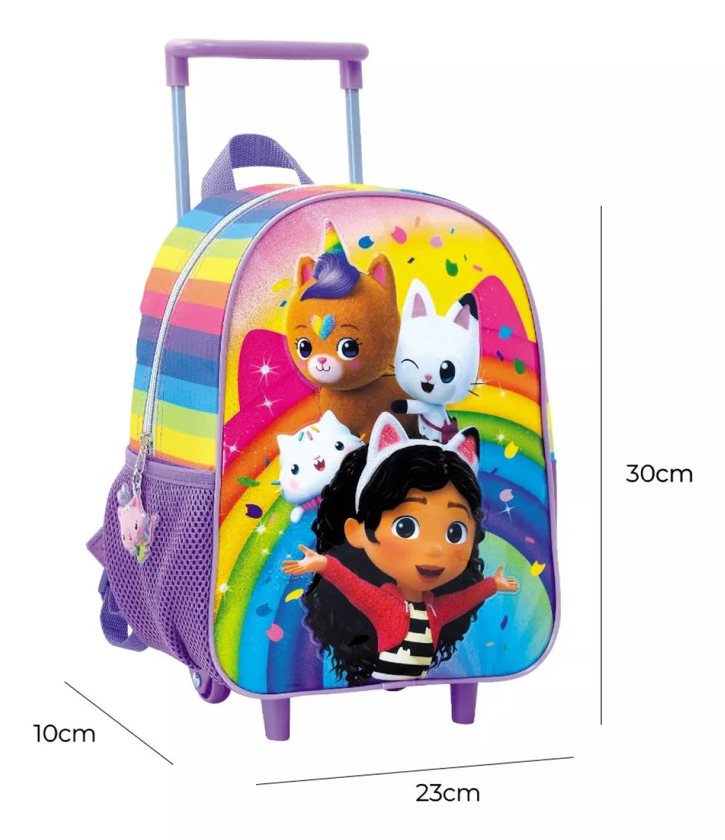 Mochila Escolar Gabby Dollhouse Infantil Con Carro