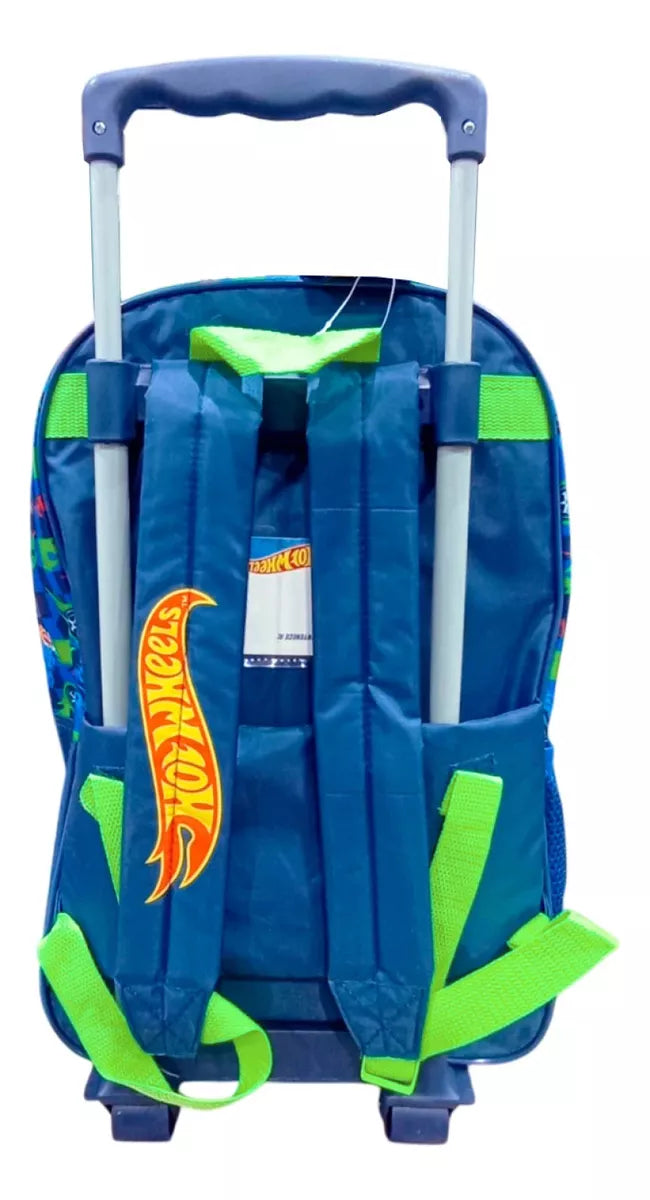 Mochila Infantil Hot Wheels C/carro 40cm Rueditas