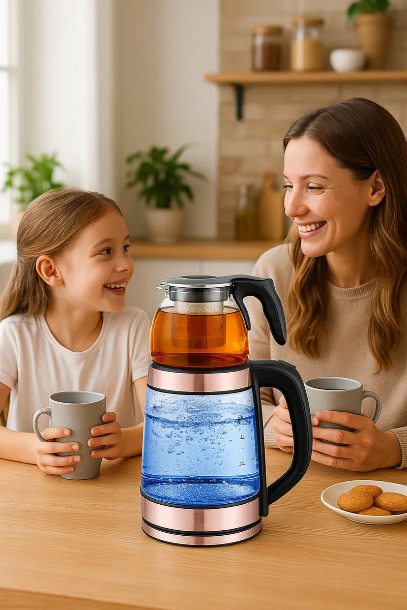 Jarra Electrica 2 En 1 Tetera De Vidrio Con Infusor 2l