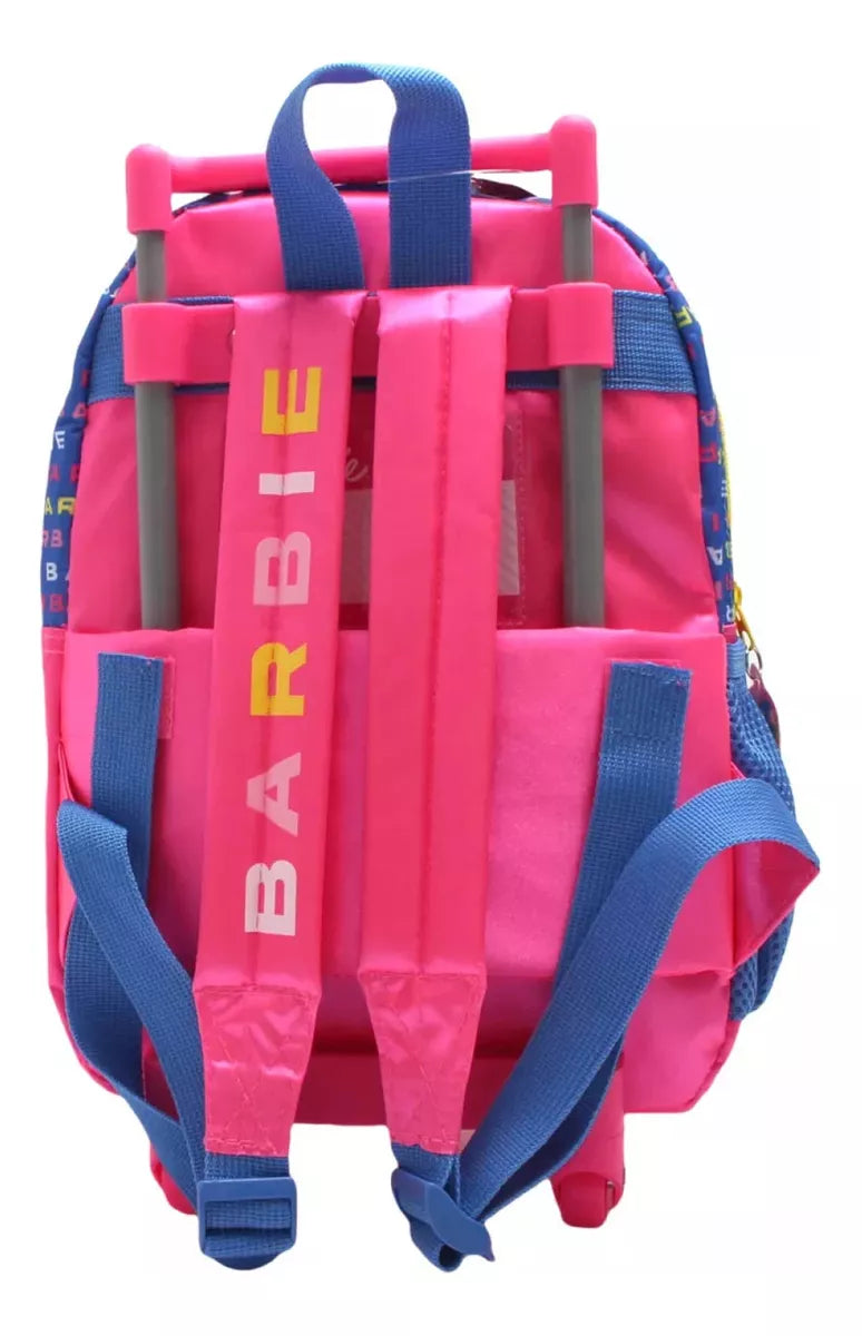 Mochila Escolar Barbie C/carro 30cm Rueditas Infantil