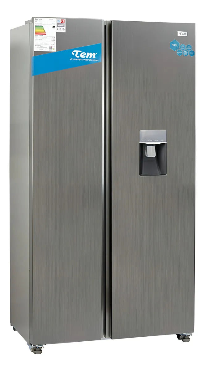 Heladera Side By Side Inverter Tem T0urfs&si Con Dispensador Gris