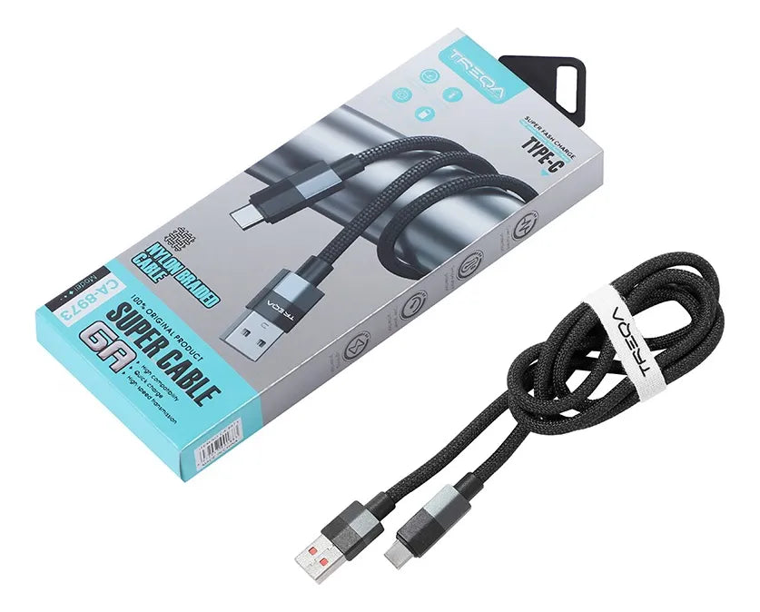 Cable Trenzado Treqa De Carga Celular 1 Metro Usb Tipo C