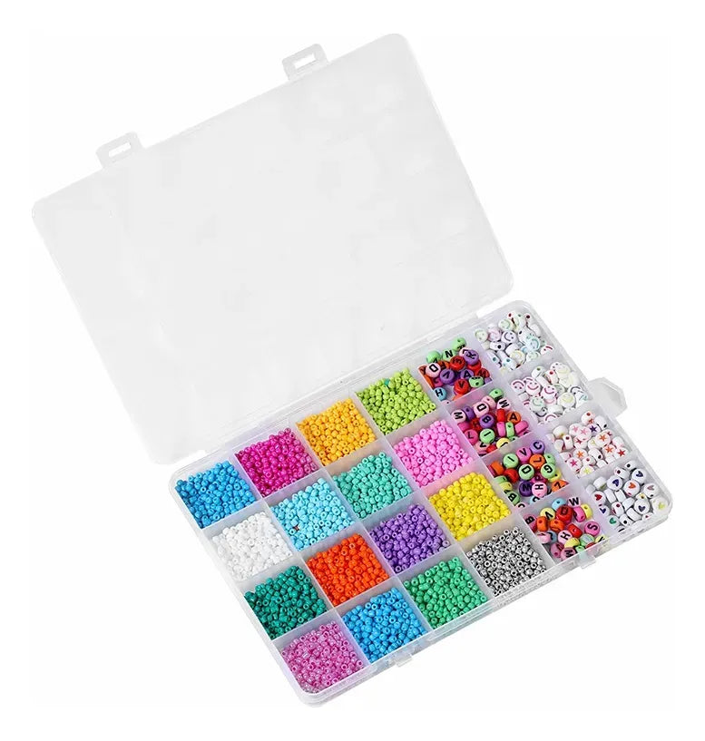 Kit 16 Colores Cuentas Para Crear Pulseras Con Estuche