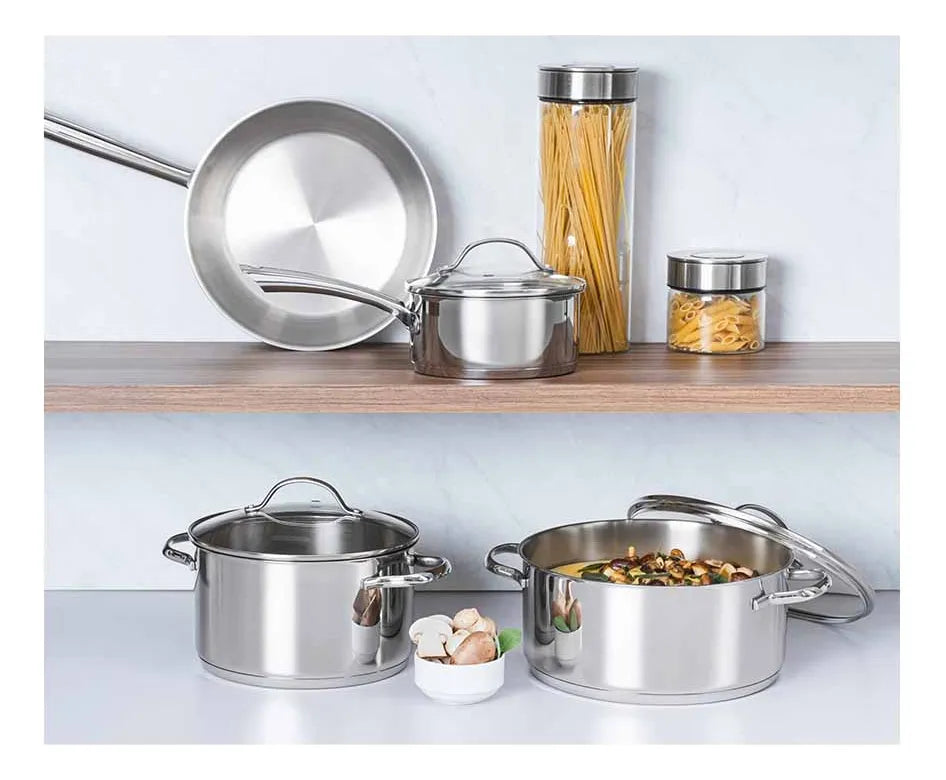Bater¡a Cocina 4pz Ollas C/t.vidrio Sart‚n 24cm Tramontina