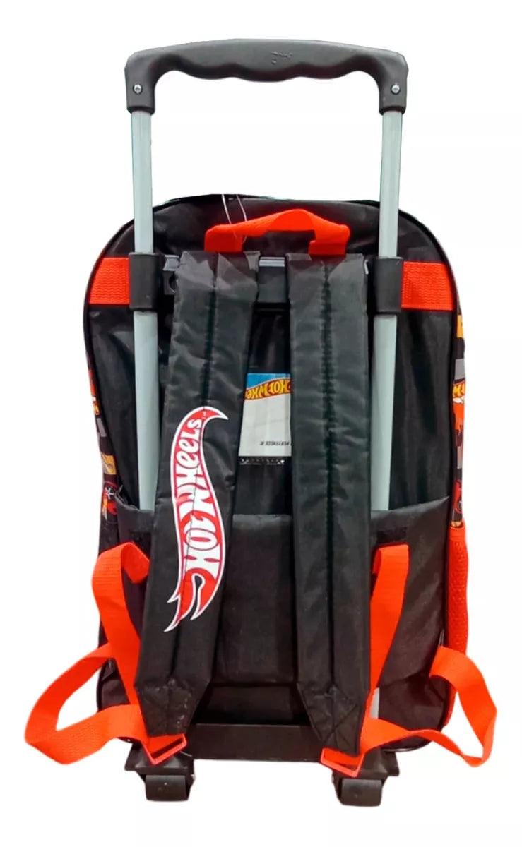 Mochila Infantil Hot Wheels C/carro 40cm Rueditas