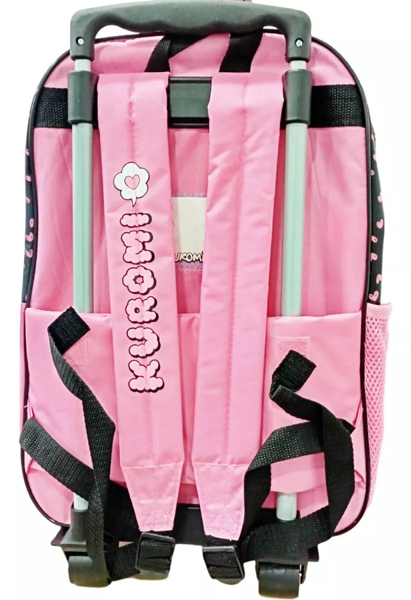 Mochila Infantil Kuromi C/carro 40cm Rueditas Escolar