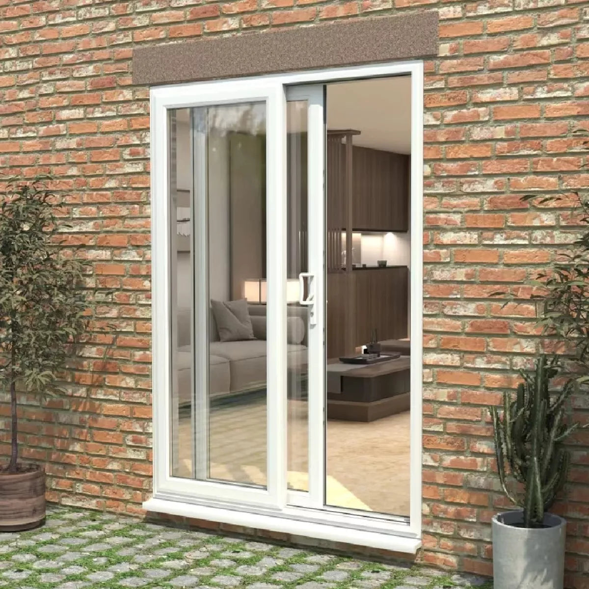 Ventana De Pvc Blanco 200 X 200 Puerta Corrediza Cerradura