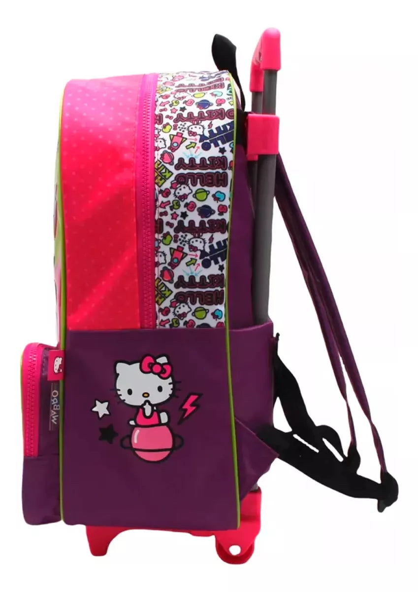 Mochila Infantil Hello Kitty C/carro 40cm Rueditas