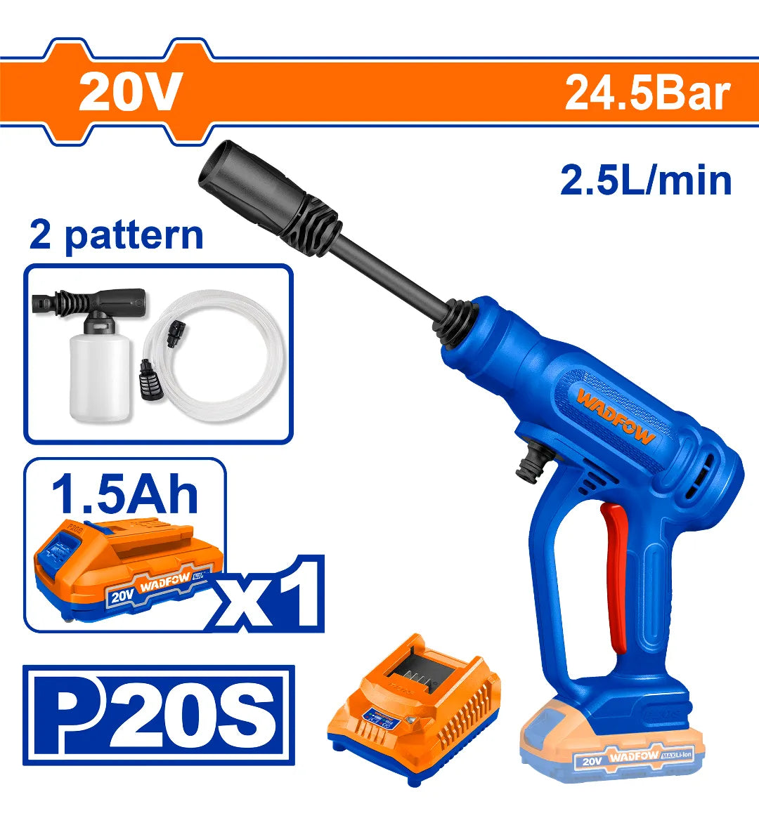Hidrolavadora A Bateria 20v 24,5 Bar 2,5 Lts/ Wqx01202 -smf