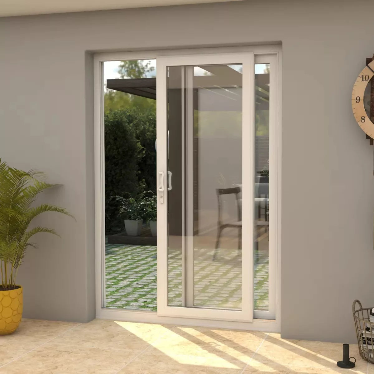 Ventana De Pvc Blanco 200 X 200 Puerta Corrediza Cerradura