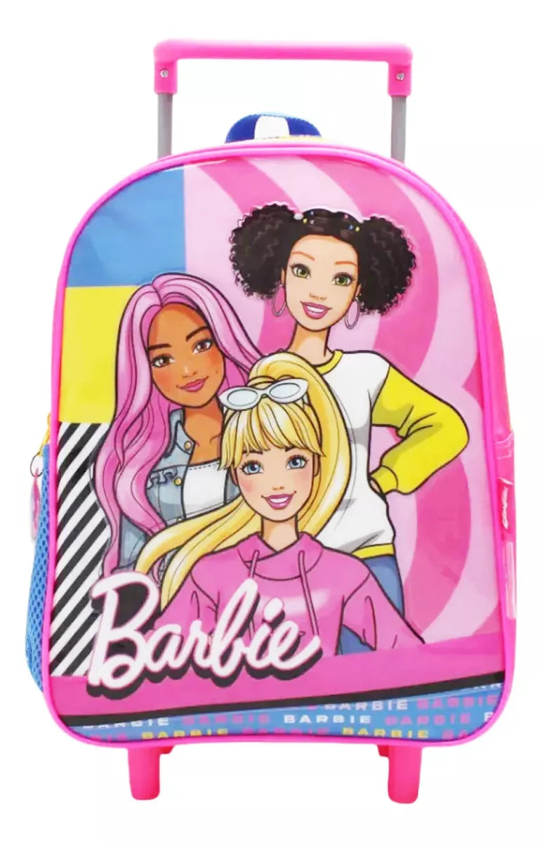 Mochila Escolar Barbie C/carro 30cm Rueditas Infantil