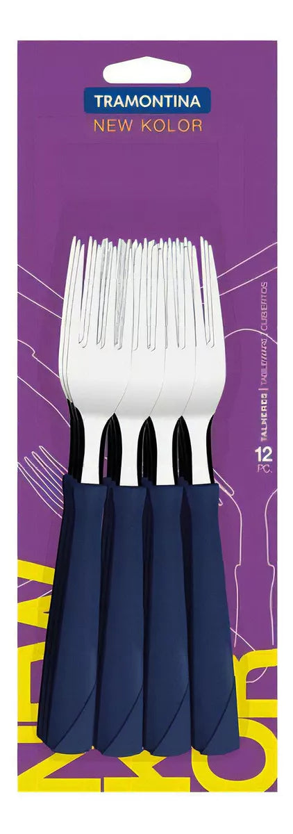 Tenedor Mesa Tramontina Mango Plastico New Kolor X 12 Unidad