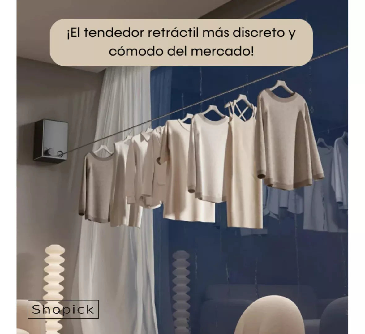 Tendedero De Ropa Tender P/pared Retractil Acero