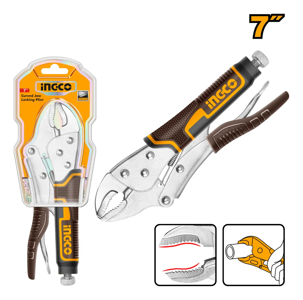 Pinza Morsa Cromo Vanadio 7 Ingco Hcjlw0207 Curva