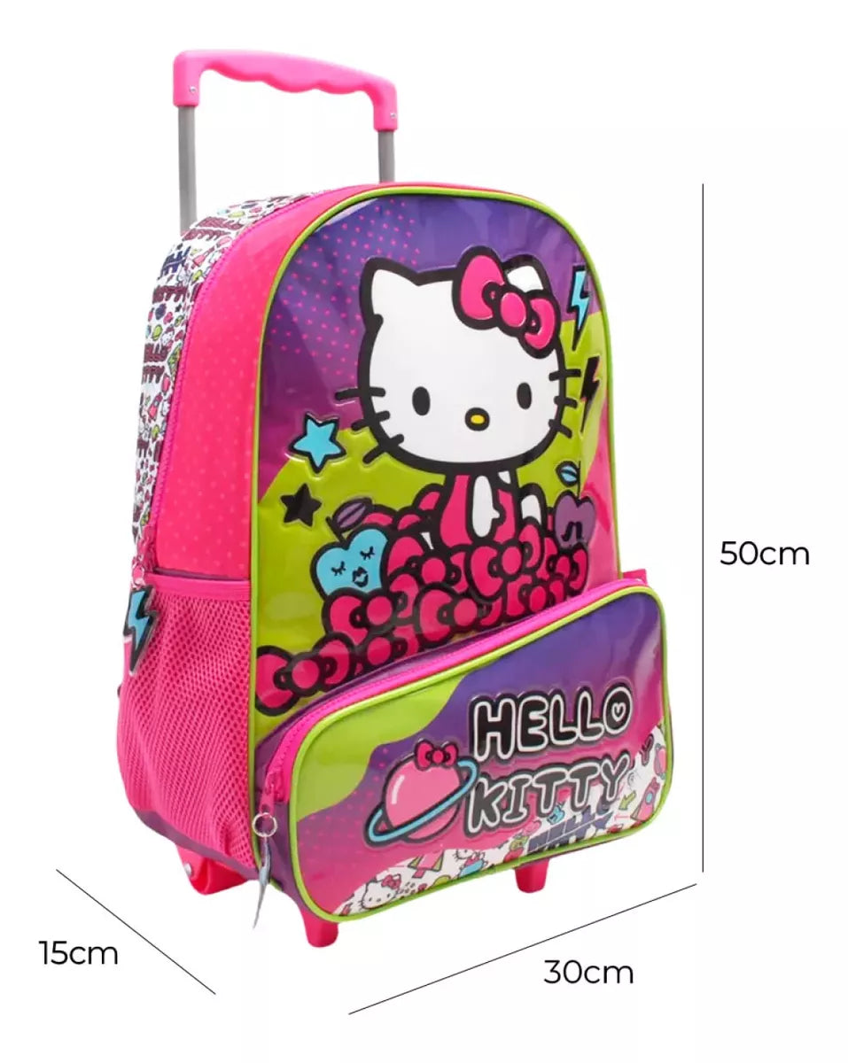 Mochila Infantil Hello Kitty C/carro 40cm Rueditas