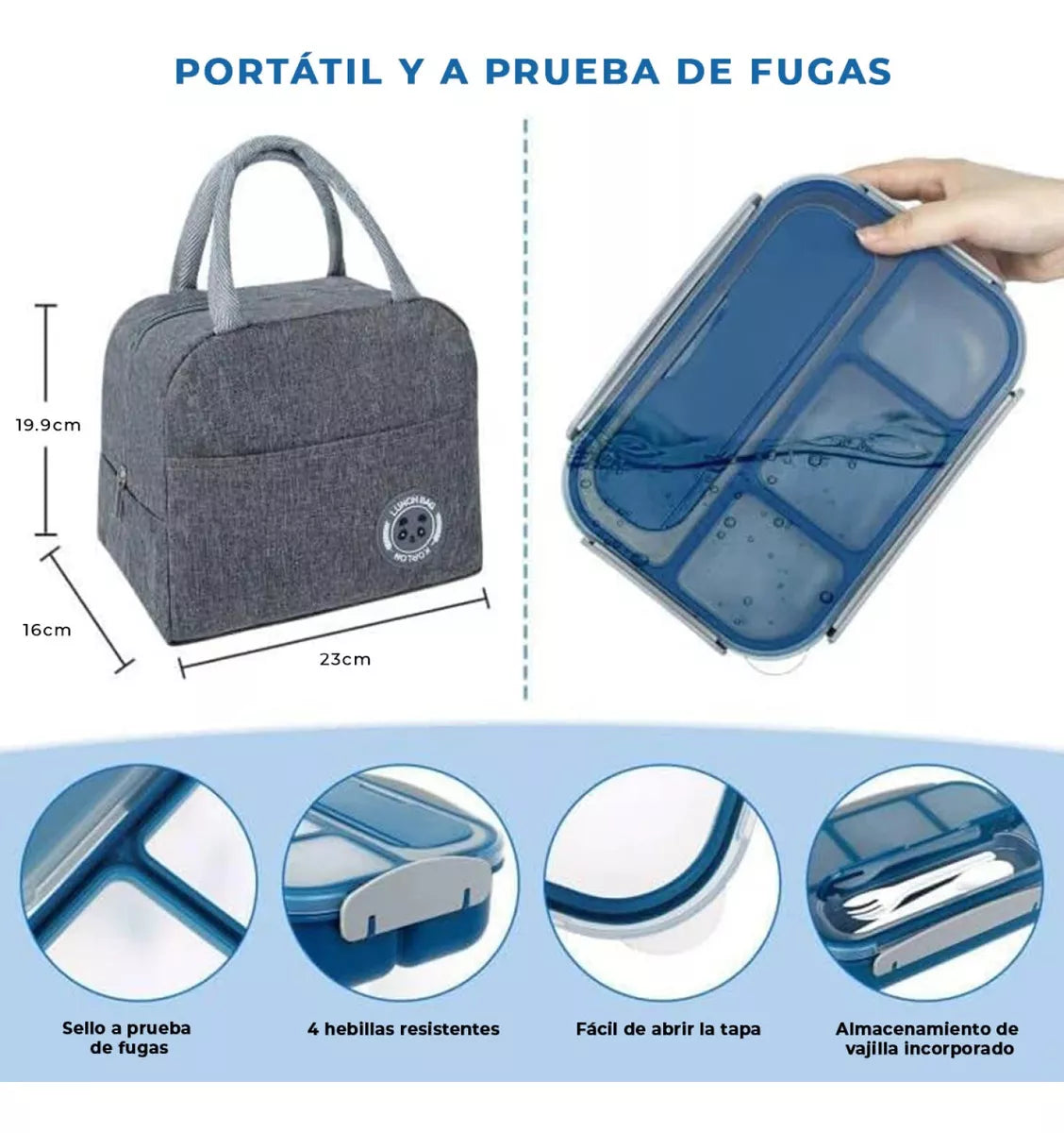 Set X27 Lunchera T‚rmica Tupper Vianda+ Botella+ Accesorios