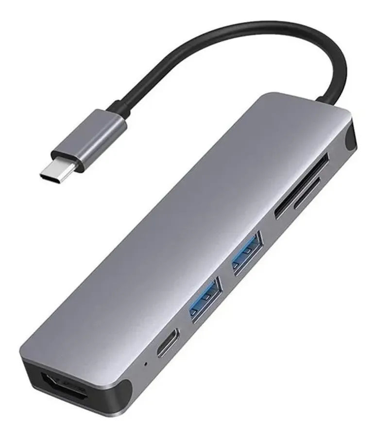 Hub Usb 6 En 1 Usb-c 3.0 Hdmi Sd Mac/laptop+ Cargador Usb-c