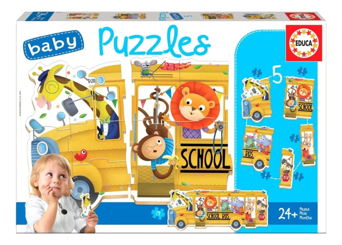 Set Puzzle Bus Escolar Animales Rompecabezas Didactico Educa