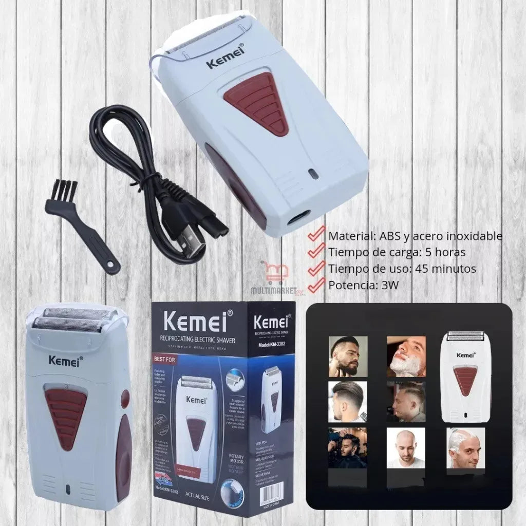 Rasuradora Corta Pelo Recargable Kemei Km-3382 Potencia 3w