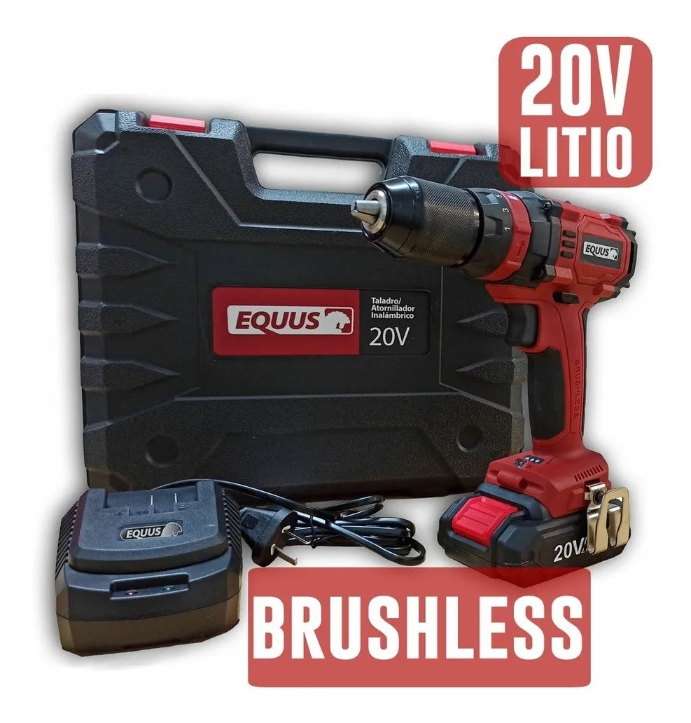 Taladro Atornillador Inalambrico Equus Brushless 20v 16805st Rojo