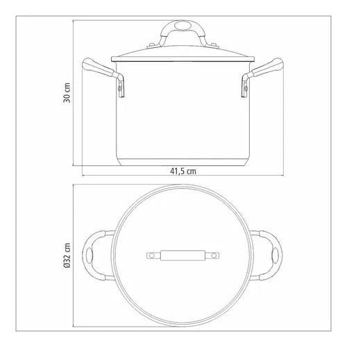 Olla Alta Solar Silicone Tramontina 30 Cm Acero 15,40 Lts