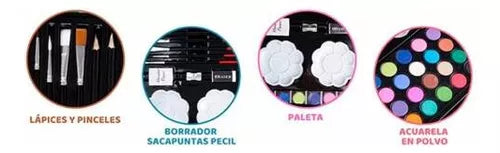 Set Valija Rosa Met lica Arte Escolar Did ctico 145 Pcs