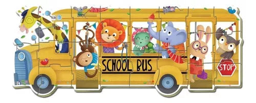 Set Puzzle Bus Escolar Animales Rompecabezas Didactico Educa