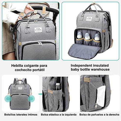 Bolso Mochila Maternal Cuna Bebé Cambiador  Usb Reforzado