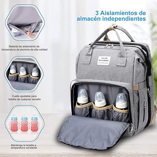 Bolso Mochila Maternal Cuna Bebé Cambiador  Usb Reforzado