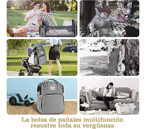 Bolso Mochila Maternal Cuna Bebé Cambiador  Usb Reforzado