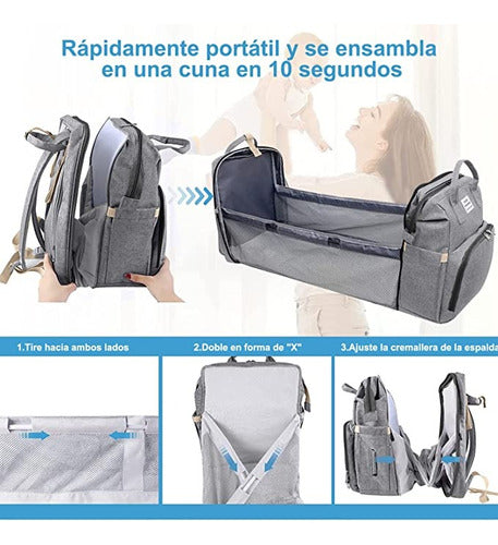 Bolso Mochila Maternal Cuna Bebé Cambiador  Usb Reforzado