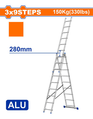 Escalera Extensible 3 Secciones X 9 Escalones Wadfow Wld6539