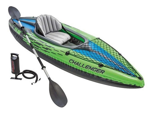 Kayak Inflable Intex Una Persona Remo Aluminio