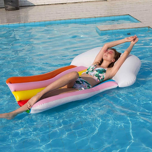 Colchón Flotador Inflable Arcoíris De Piscina Niños Adultos