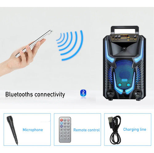 Parlante Portátil Bluetooth Microfono Control Remoto