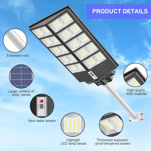 Foco Solar Led 400w Exterior C/ Sensor+control Y Brazo Metal