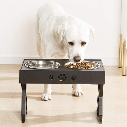 Comedero Plato Acero Perro Gato Elevado Regulable 3 Niveles