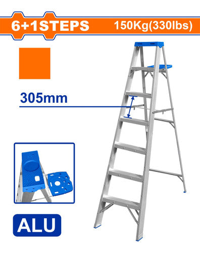 Escalera Pintor 7 Escalones 150kg Bandeja  Wadfow Wld4h07