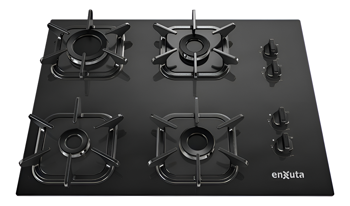 Anafe De Empotrar A Gas En Vidrio Negro Aenxv2742ng Enxuta