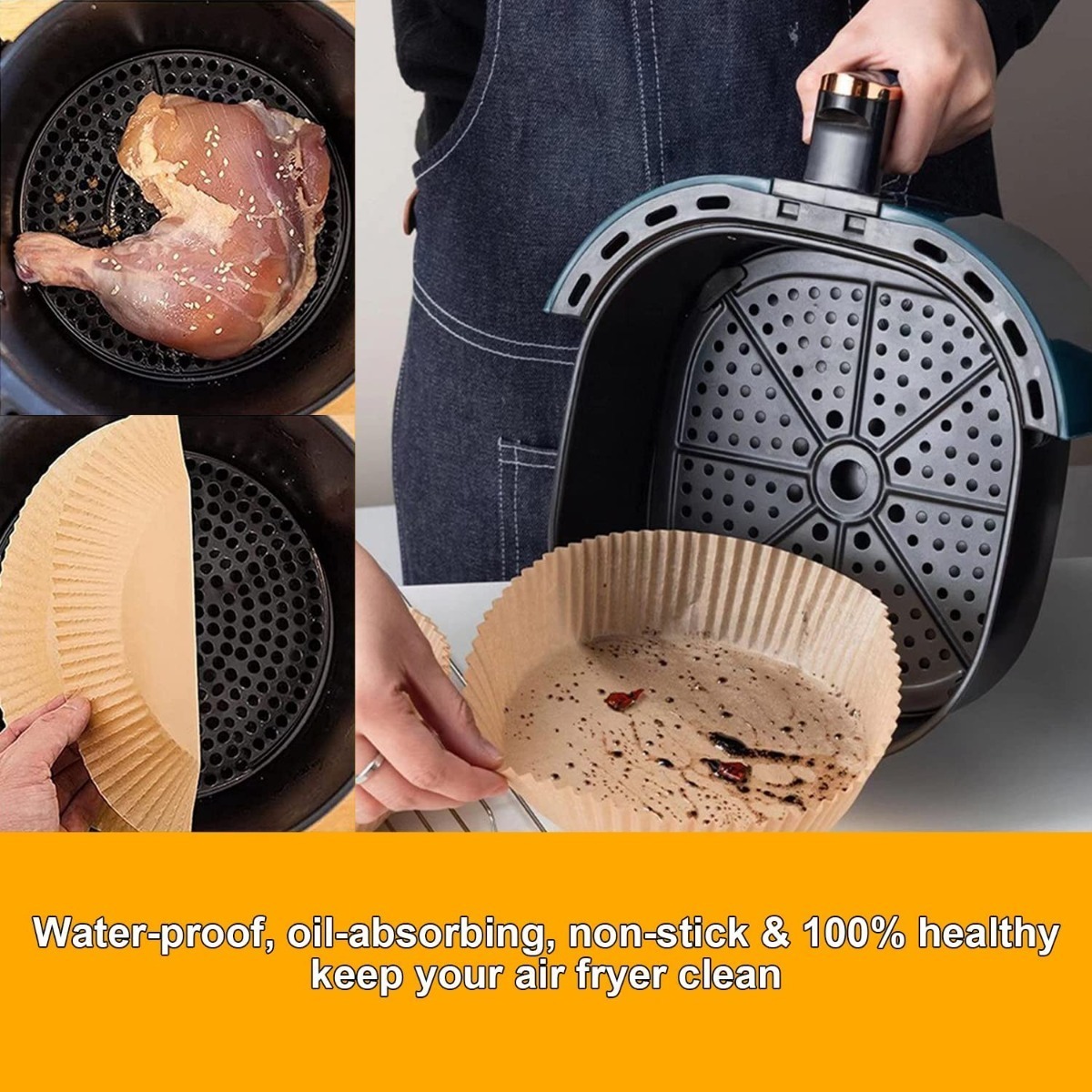 100 Papel Antiadherentes Natural Freidora Sin Aceite T L C - Imagen 3