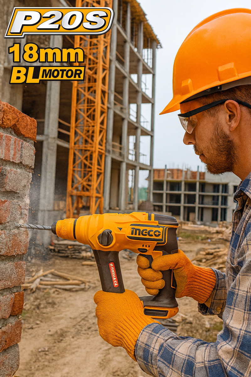 Rotomartillo Batería 20v Sds Plus 1.8j +acc Ingco Crhli20188 - Imagen 3