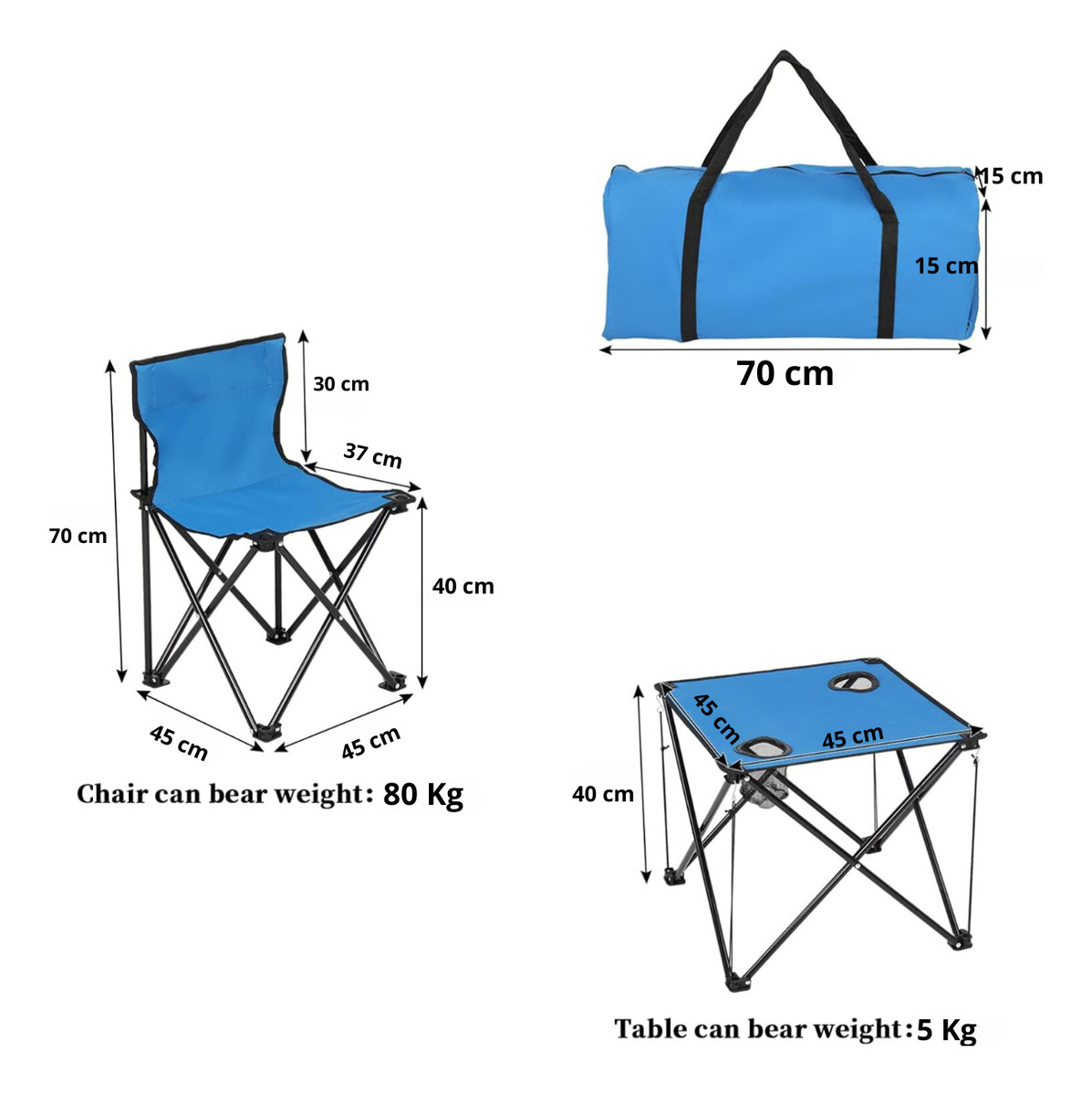 Set Mesa Y 2 Sillas Plegable Portátil Camping Impermeable - Imagen 2